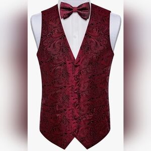 Dibangu men's paisley red & black vest size small NIP VEST ONLY